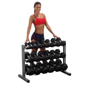 Rack Con Mancuernas Hexagonales Ahuladas